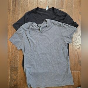 Hanes Gray and Black V neck T-Shirts